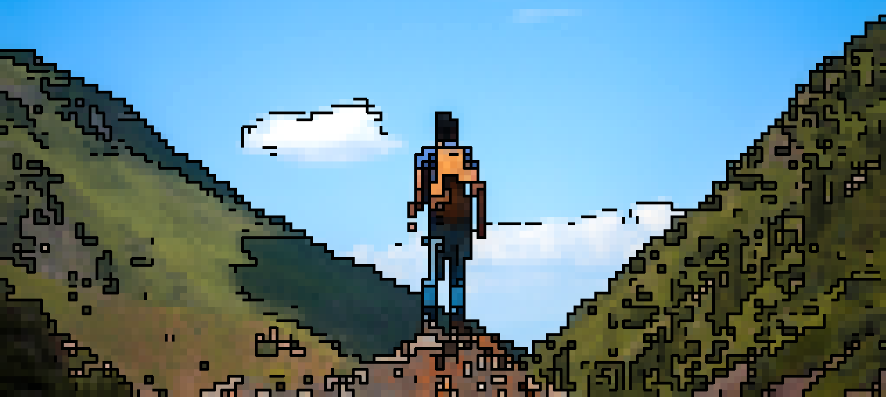 Photo2Pixel 8-bit mountain pixel art demo